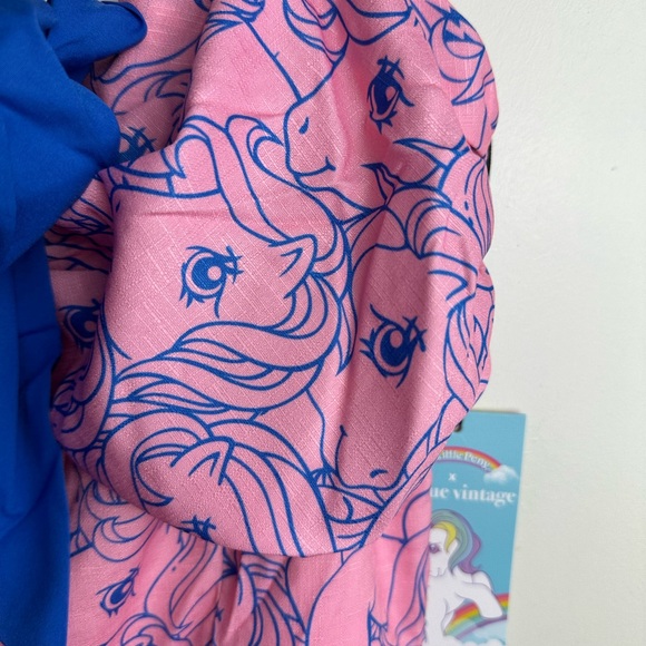 Unique Vintage X My Little Ponies Pink & Blue Bow Front Pinup Romper NWT M-L? - Picture 10 of 15